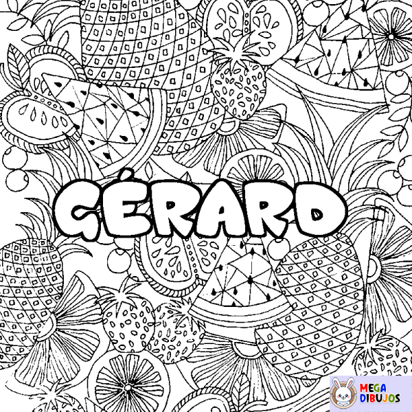 Coloración del nombre G&Eacute;RARD - decorado mandala de frutas