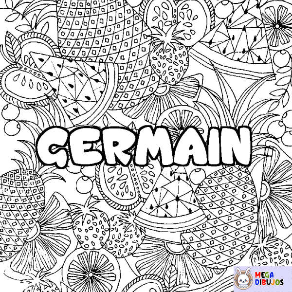 Coloración del nombre GERMAIN - decorado mandala de frutas