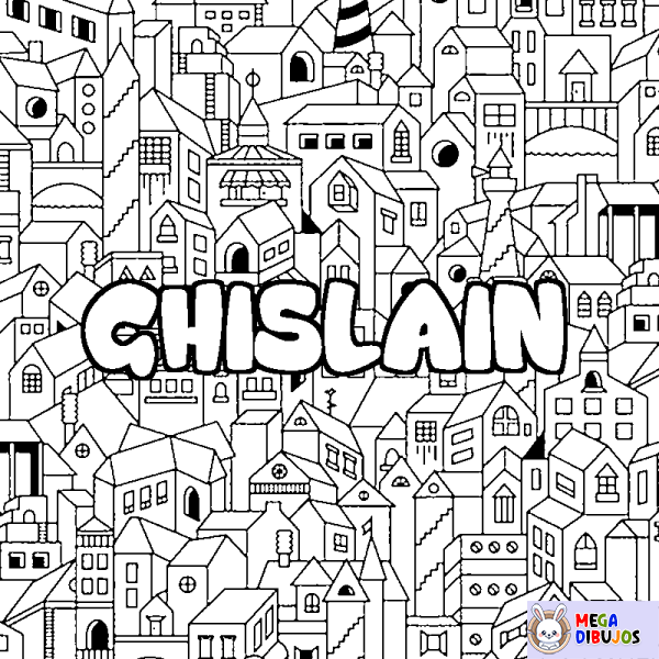 Coloración del nombre GHISLAIN - decorado ciudad