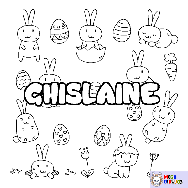 Coloración del nombre GHISLAINE - decorado Pascua