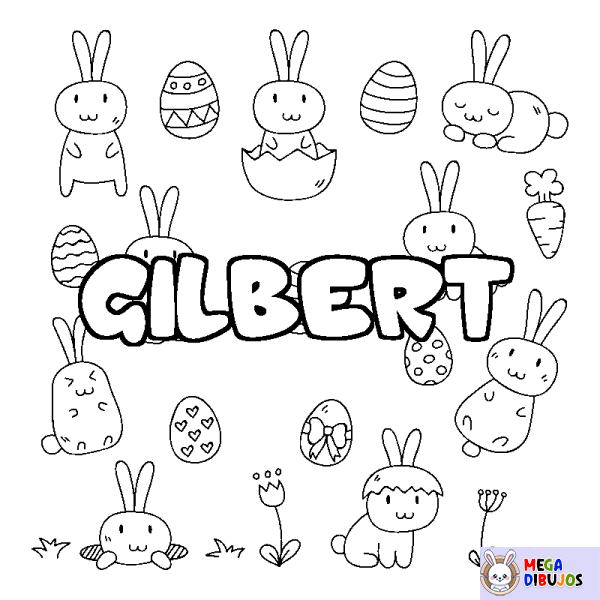 Coloración del nombre GILBERT - decorado Pascua