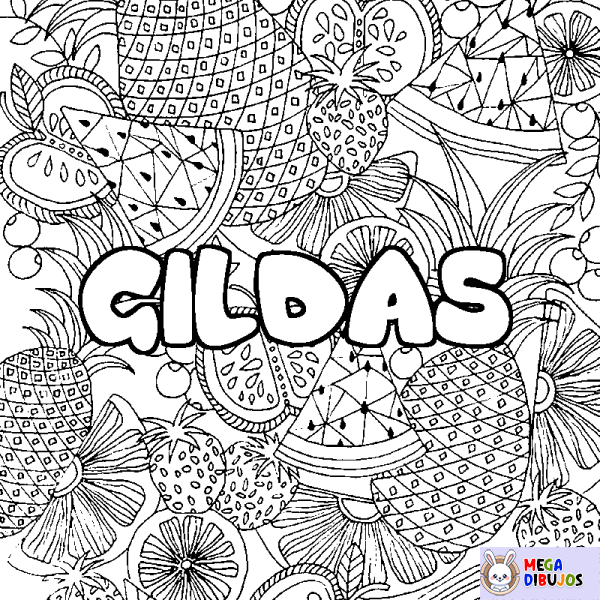 Coloración del nombre GILDAS - decorado mandala de frutas