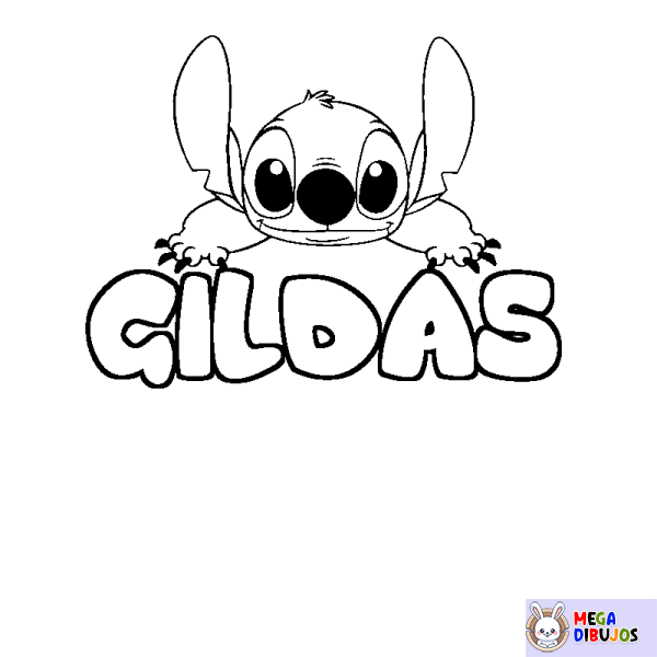 Coloración del nombre GILDAS - decorado Stitch