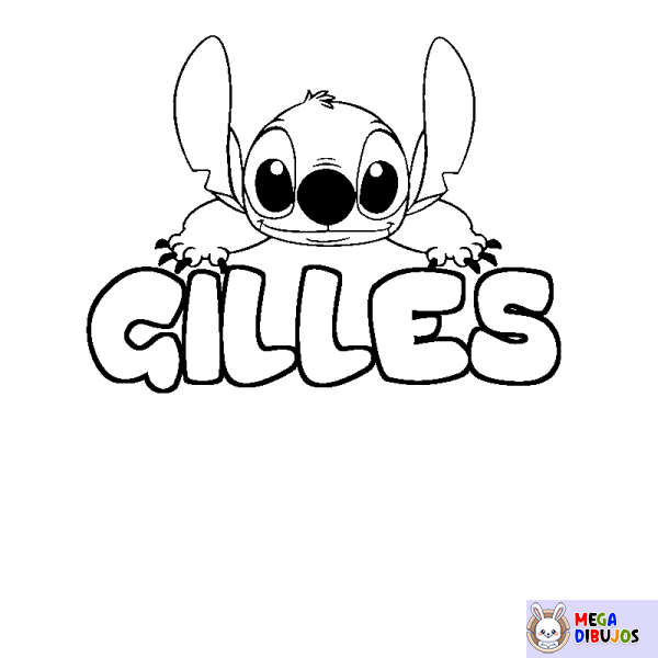 Coloración del nombre GILLES - decorado Stitch