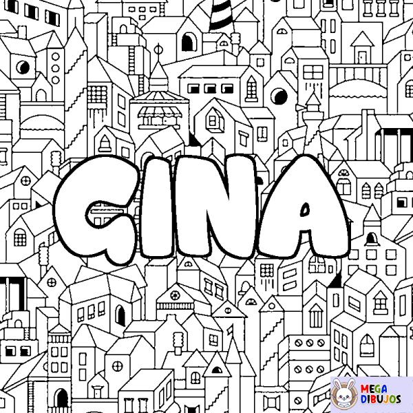 Coloración del nombre GINA - decorado ciudad