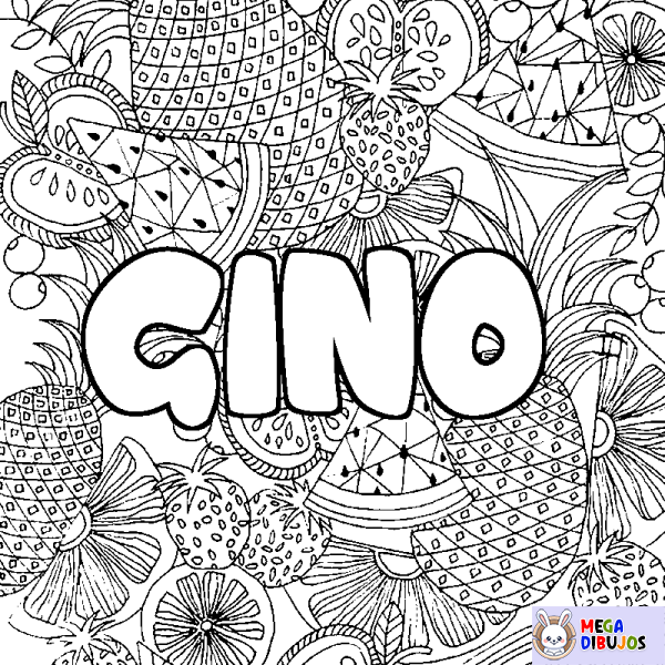 Coloración del nombre GINO - decorado mandala de frutas