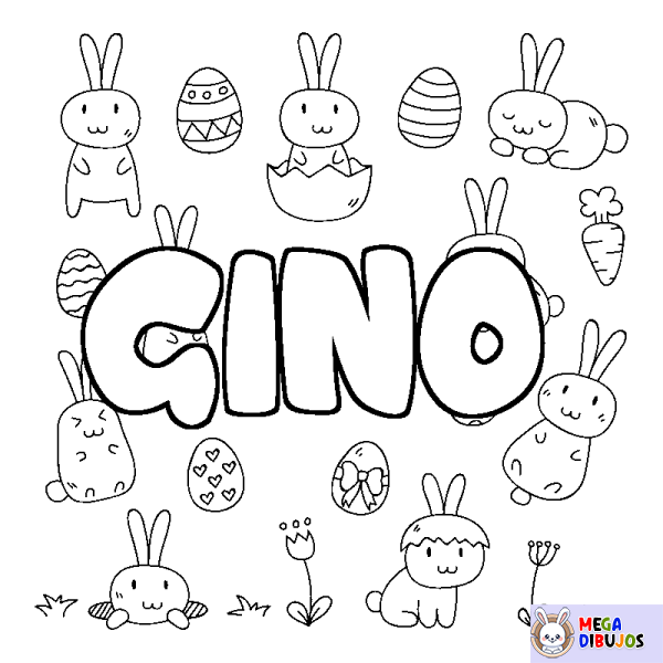 Coloración del nombre GINO - decorado Pascua