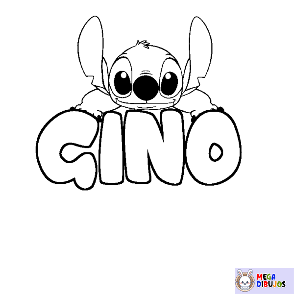 Coloración del nombre GINO - decorado Stitch