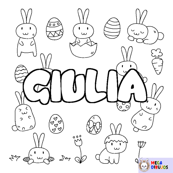 Coloración del nombre GIULIA - decorado Pascua