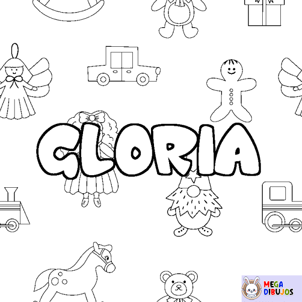 Coloración del nombre GLORIA - decorado juguetes