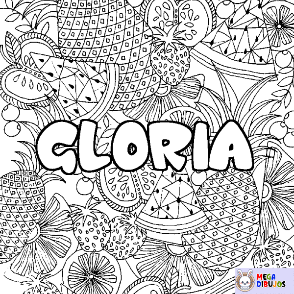 Coloración del nombre GLORIA - decorado mandala de frutas