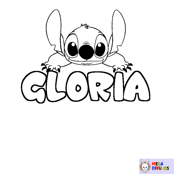 Coloración del nombre GLORIA - decorado Stitch