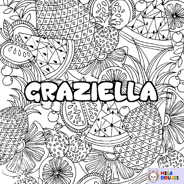 Coloración del nombre GRAZIELLA - decorado mandala de frutas