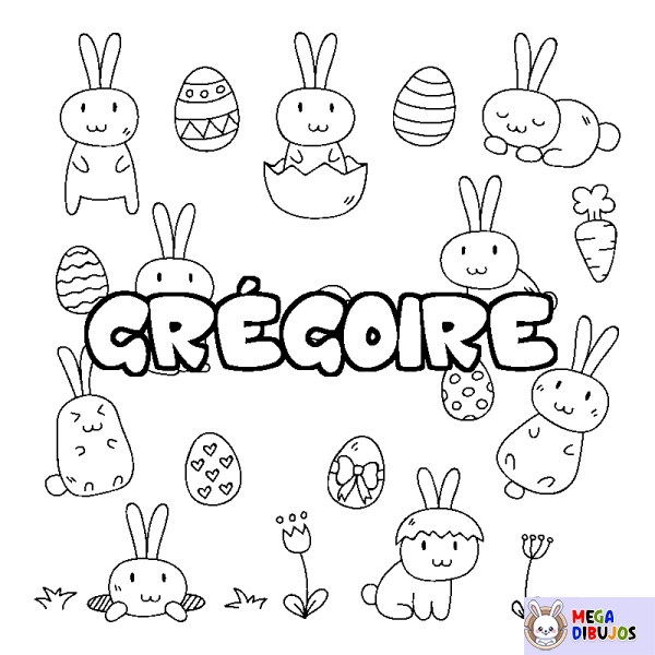 Coloración del nombre GR&Eacute;GOIRE - decorado Pascua