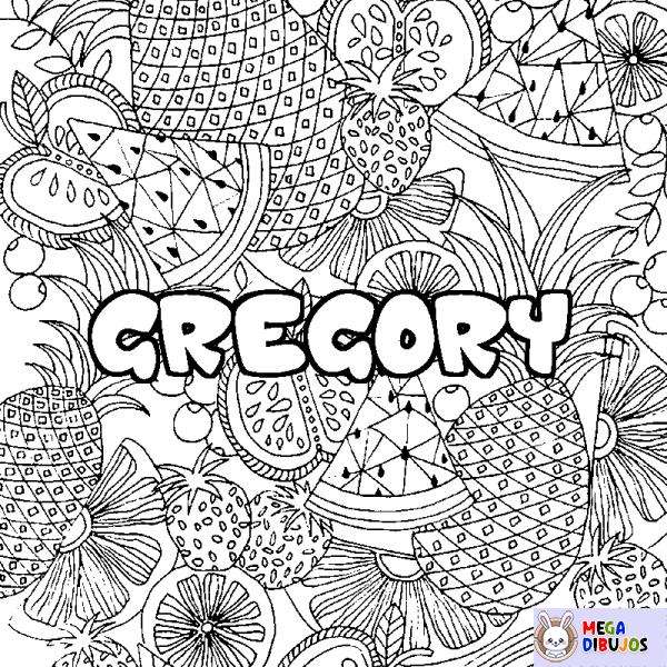 Coloración del nombre GREGORY - decorado mandala de frutas