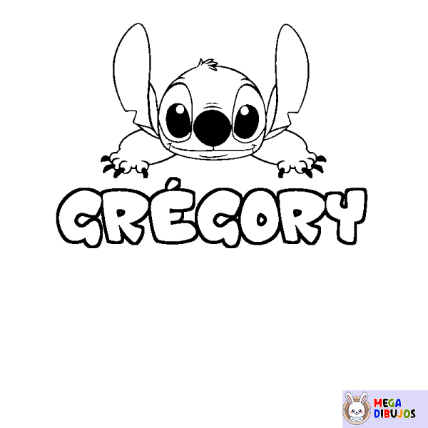 Coloración del nombre GR&Eacute;GORY - decorado Stitch