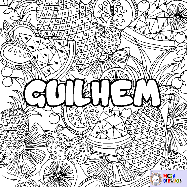 Coloración del nombre GUILHEM - decorado mandala de frutas