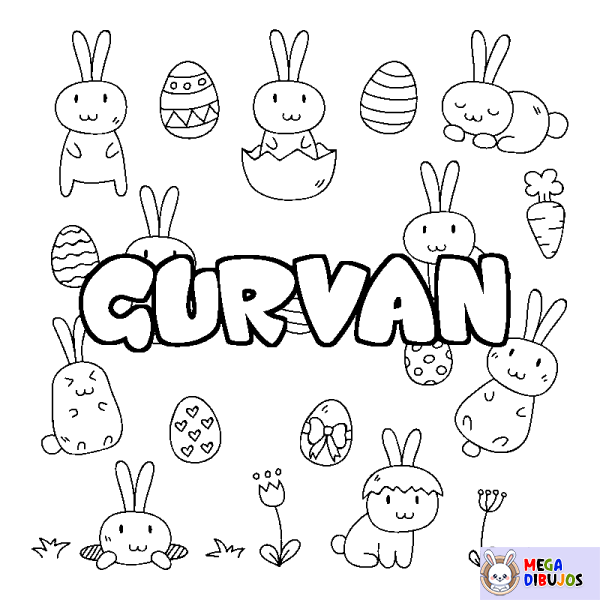 Coloración del nombre GURVAN - decorado Pascua