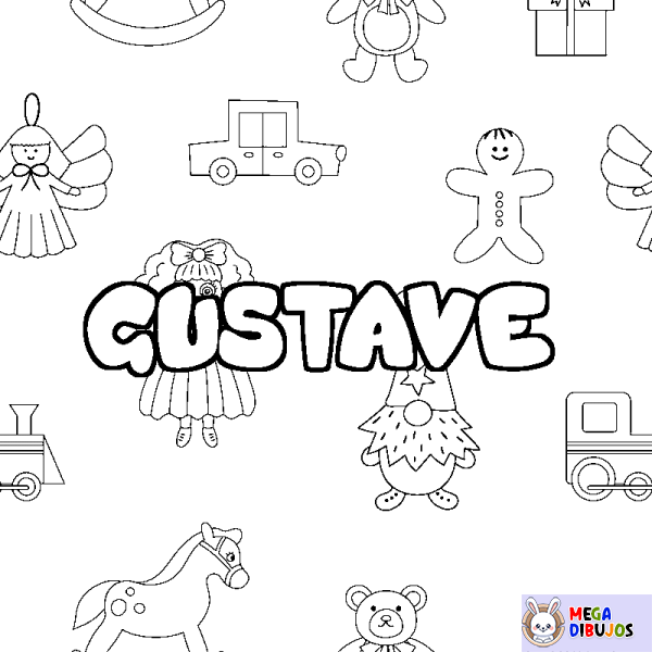 Coloración del nombre GUSTAVE - decorado juguetes