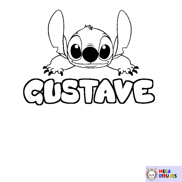 Coloración del nombre GUSTAVE - decorado Stitch