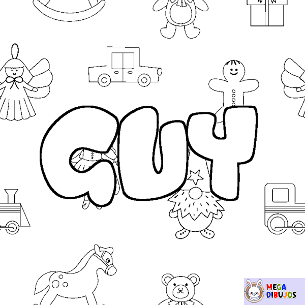 Coloración del nombre GUY - decorado juguetes