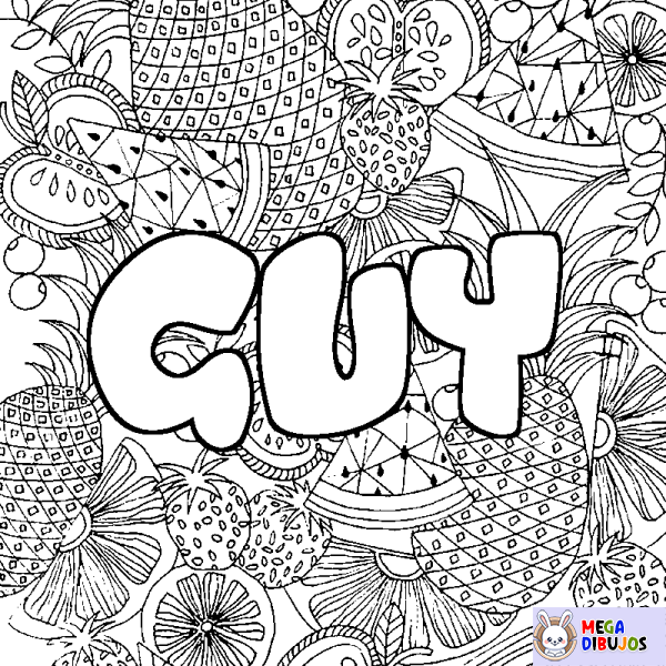 Coloración del nombre GUY - decorado mandala de frutas