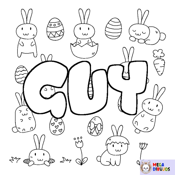 Coloración del nombre GUY - decorado Pascua