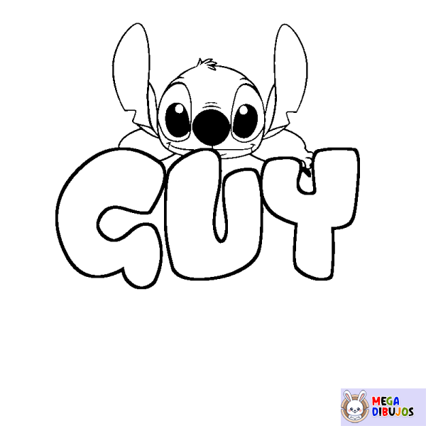 Coloración del nombre GUY - decorado Stitch