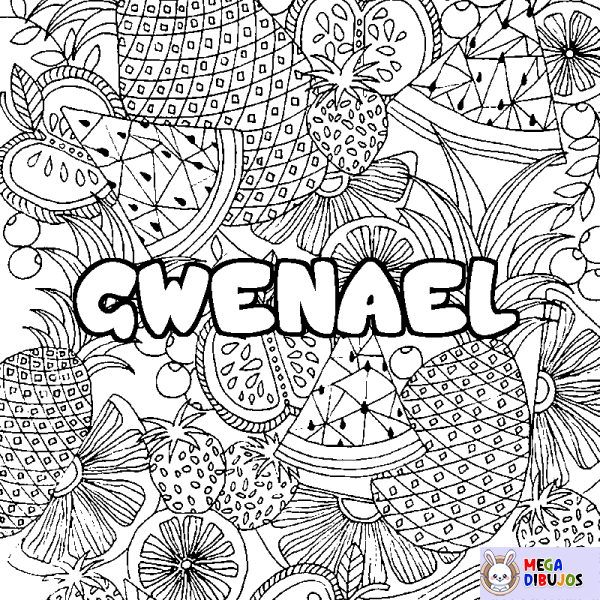 Coloración del nombre GWENAEL - decorado mandala de frutas