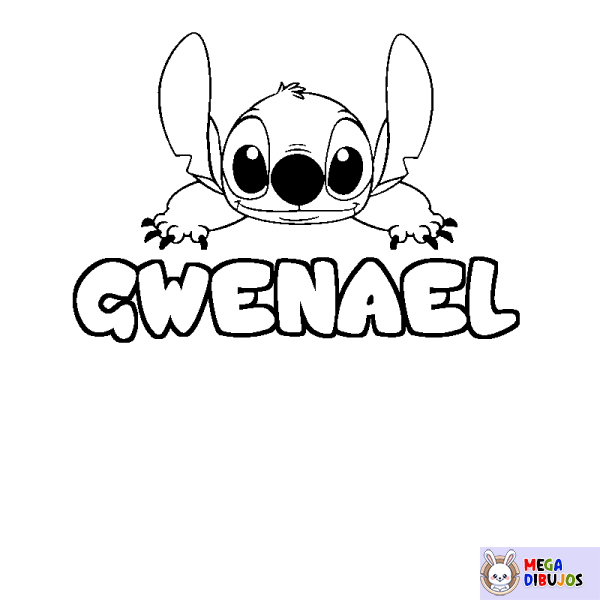 Coloración del nombre GWENAEL - decorado Stitch