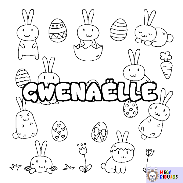 Coloración del nombre GWENA&Euml;LLE - decorado Pascua