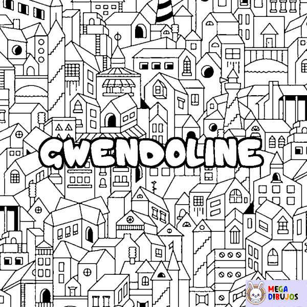 Coloración del nombre GWENDOLINE - decorado ciudad