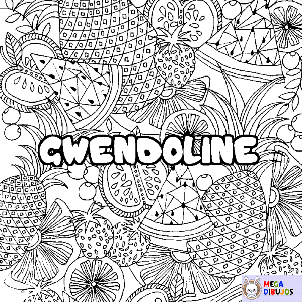 Coloración del nombre GWENDOLINE - decorado mandala de frutas