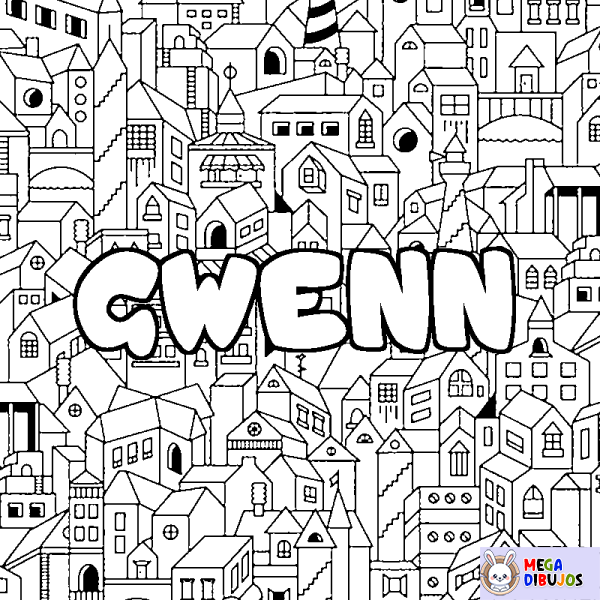 Coloración del nombre GWENN - decorado ciudad