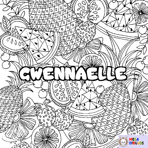 Coloración del nombre GWENNAELLE - decorado mandala de frutas