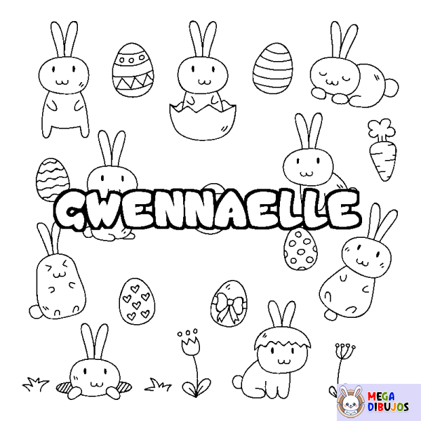 Coloración del nombre GWENNAELLE - decorado Pascua