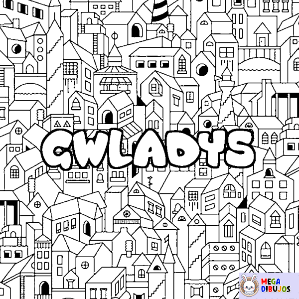 Coloración del nombre GWLADYS - decorado ciudad