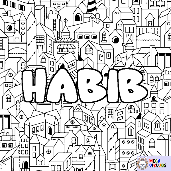 Coloración del nombre HABIB - decorado ciudad