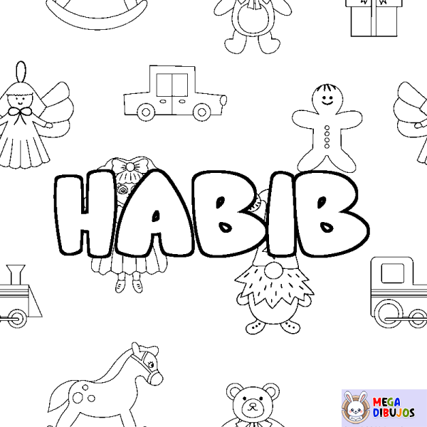 Coloración del nombre HABIB - decorado juguetes