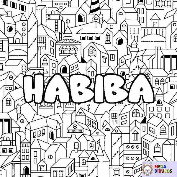 Coloración del nombre HABIBA - decorado ciudad