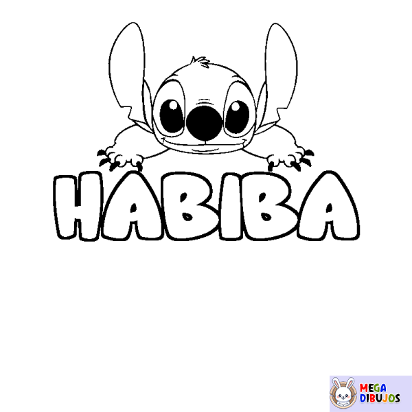 Coloración del nombre HABIBA - decorado Stitch