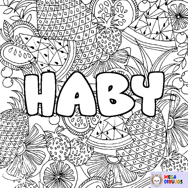 Coloración del nombre HABY - decorado mandala de frutas