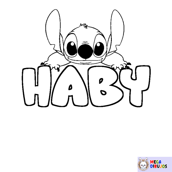 Coloración del nombre HABY - decorado Stitch