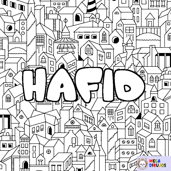 Coloración del nombre HAFID - decorado ciudad