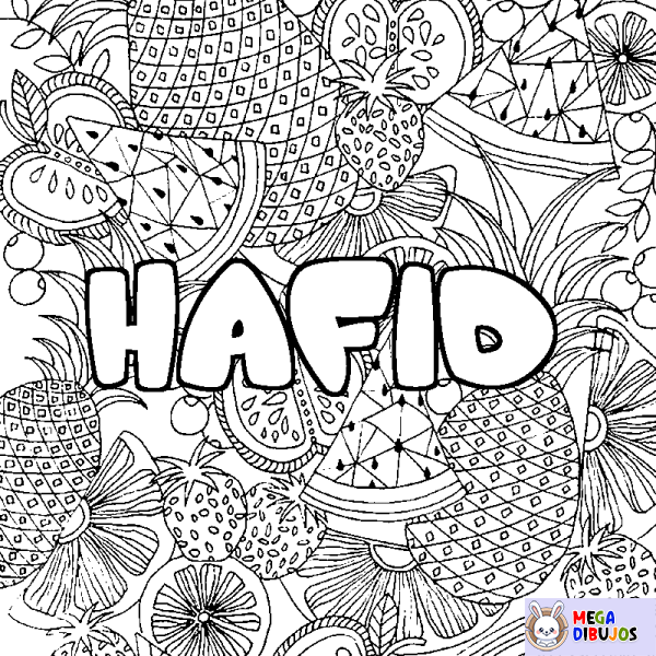 Coloración del nombre HAFID - decorado mandala de frutas