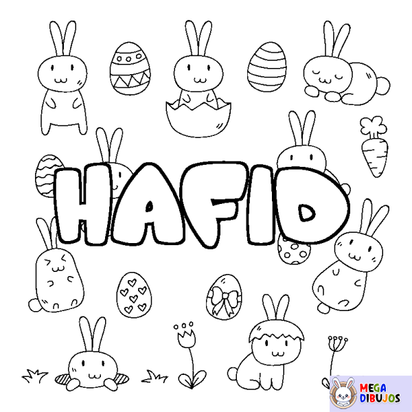 Coloración del nombre HAFID - decorado Pascua