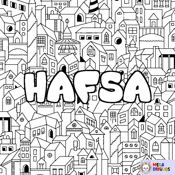 Coloración del nombre HAFSA - decorado ciudad