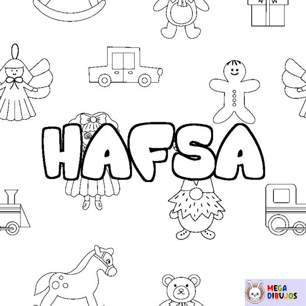 Coloración del nombre HAFSA - decorado juguetes