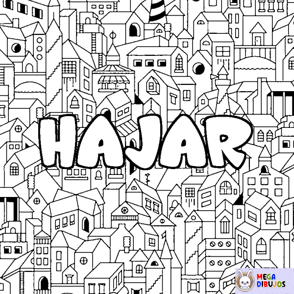 Coloración del nombre HAJAR - decorado ciudad