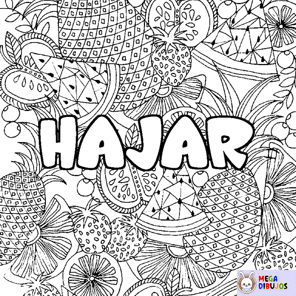 Coloración del nombre HAJAR - decorado mandala de frutas